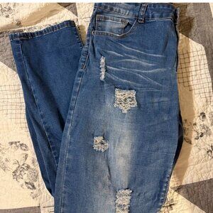 Lucjy & Blessed Blue Distressed Straight Leg Jeans